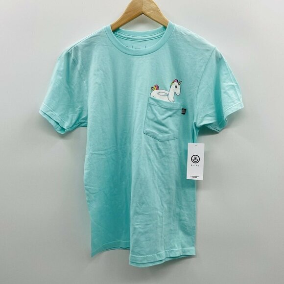 Neff Mens Size Small Unicorn Pocket T-Shirt Short Sleeve Celadon Blue Cotton 072 - Picture 3 of 7